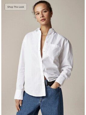 J.Crew Garçon Shirt In Cotton Poplin White Sz 4 Relaxed Button Up Minimalist NWT